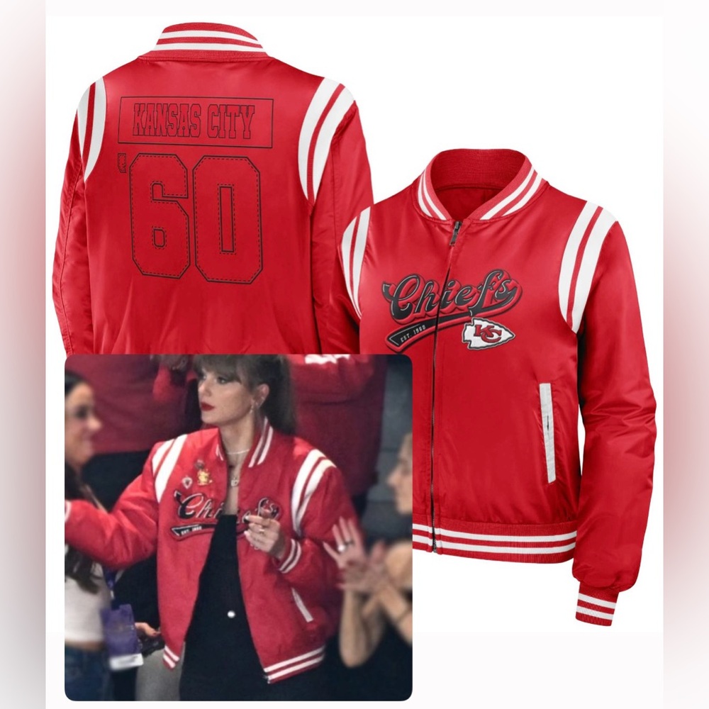 Women's Kansas City Chiefs WEAR by Erin Andrews Red Bomber Full-Zip Jacket